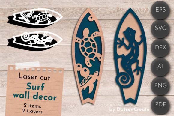 3D Layered SVG Surf Wall Art for Laser Cutting Projects