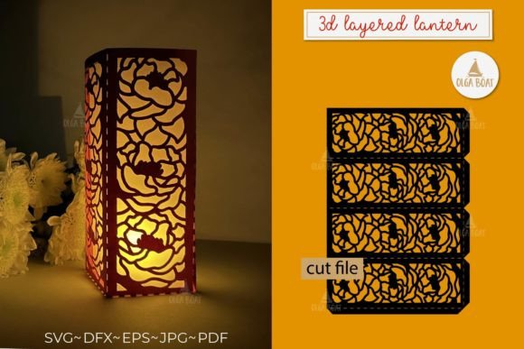 3D SVG Centerpiece: Peony Flower Lantern for Creative Projects