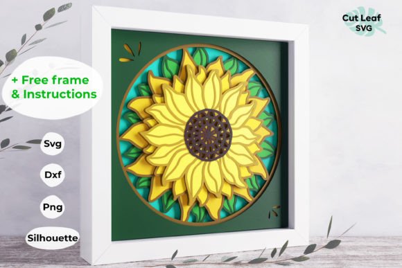 3D SVG Sunflower Shadowbox for Creative Sellers