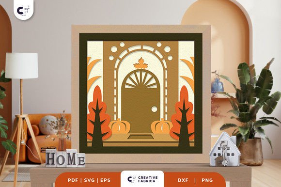 Autumn Home Porch 3D Layered Paper Cut Review for Embroidery Projects