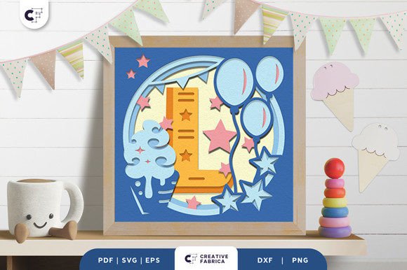 Baby Alphabet L Monogram 3D SVG for Handmade Projects