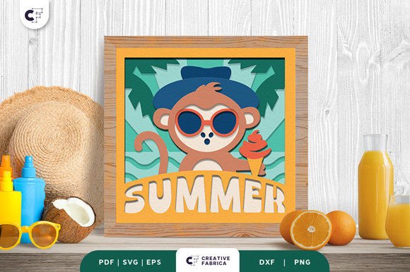 Baby Monkey in the Summer 3D SVG: A Playful Design Asset for Editors