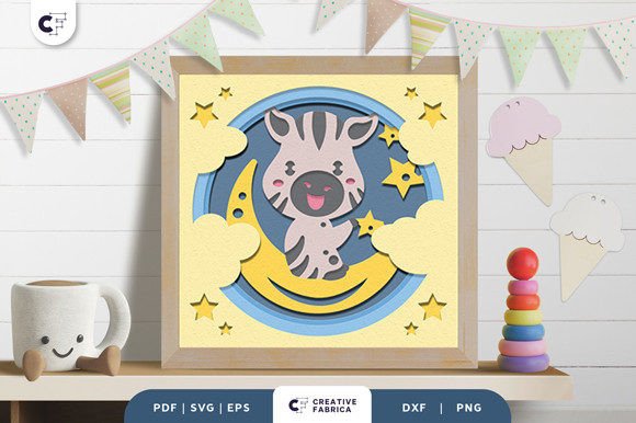 Baby Zebra 3D Shadow Box Paper Cut: A Playful SVG Design for Digital Sellers