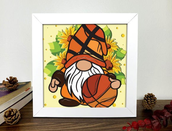 Basketball Gnome Shadow Box 3D SVG for Sports Content