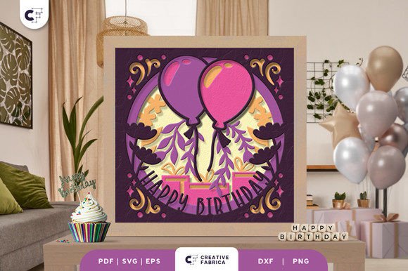Birthday Balloon 3D Shadow Box Paper Cut Review