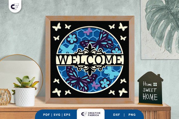 Butterfly Welcome Sign 3D SVG for Ornaments and More