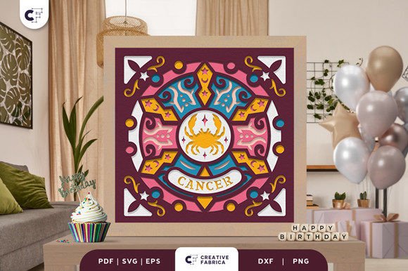 Cancer Mandala Sign 3D SVG for Birthday Products