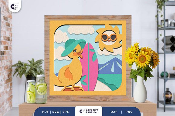 Duckling Summer Holiday 3D SVG for Local Business Branding