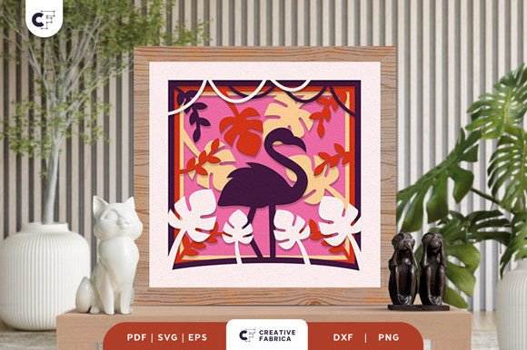 Flamingo in Tropical Forest 3D SVG: A Nature-Inspired Graphic Design Asset