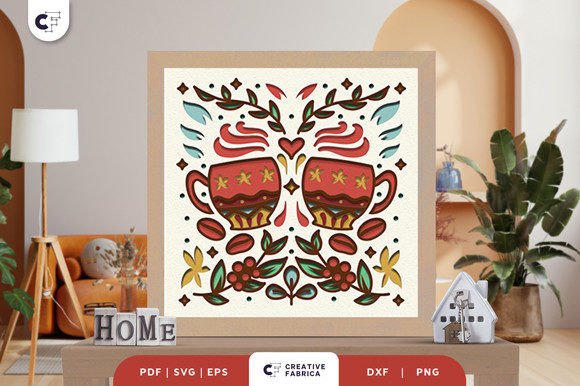 Folk Art Cup 3D SVG: A Stylish Ornament for Crafting Projects