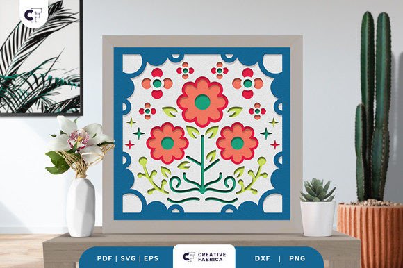 Folk Art Flowers 3D Layered Paper Cut SVG: Seasons-Ready Brand Asset