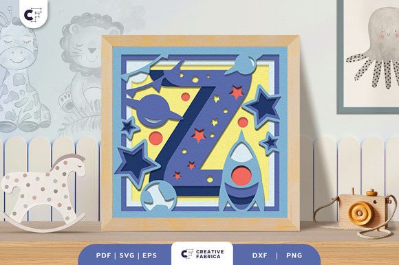 Galaxy Letter Z 3D SVG for Baby Branding