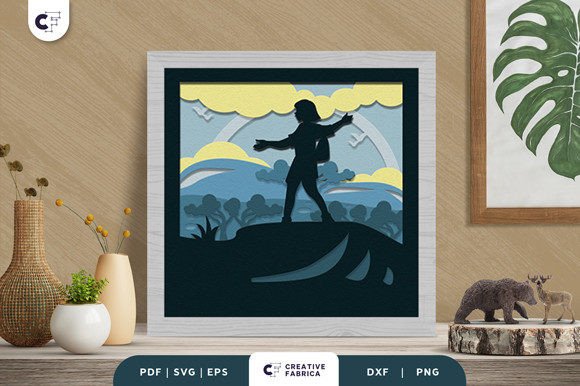 Girl in the Forest 3D Shadow Box SVG: A Playful Design for Creative Sellers