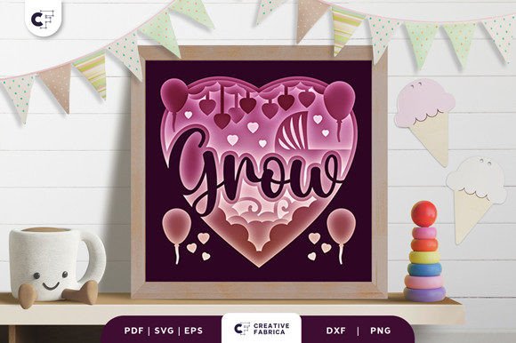 Grow with Heart Shape 3D Shadow Box SVG Review for Baby Design Projects