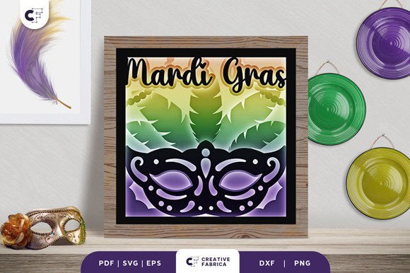 Mardi Gras 3D Shadow Box SVG: A Festive Design Asset for Creative Sellers
