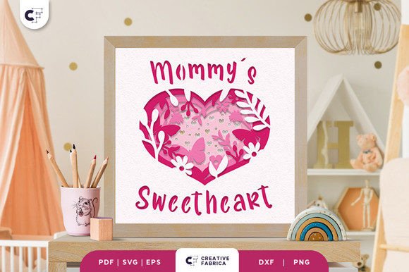 Mommy’s Sweetheart 3D Shadow Box SVG: A Feminine Touch for Baby Design Projects