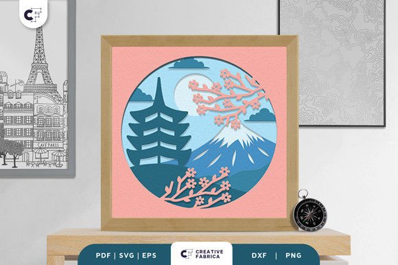 Mount Fuji 3D Layered Paper Cut: A Versatile 3D SVG for Global-Themed Designs