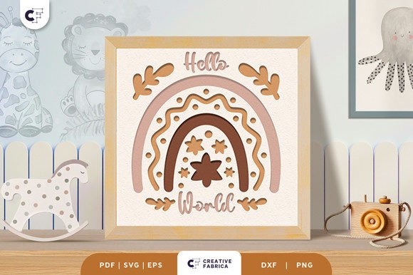 Nursery Room Boho Rainbow 3D SVG for Baby Branding