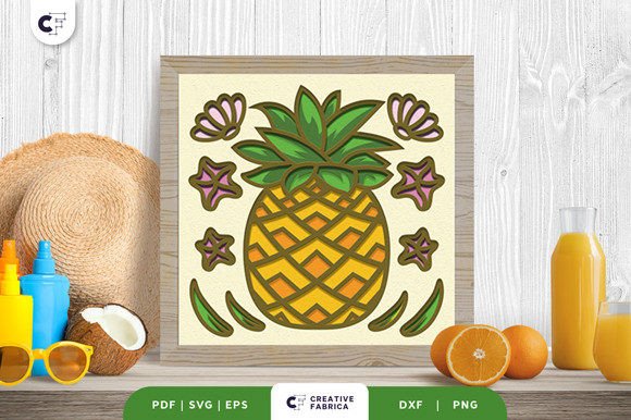 Pineapple 3D Shadow Box Paper Cut SVG: A Summer Graphic Design Asset for Content Creators