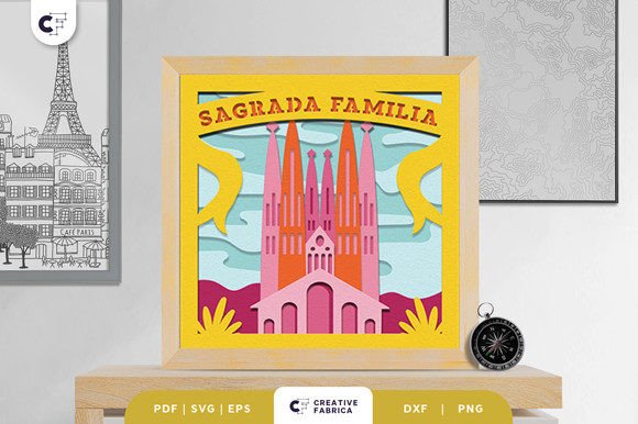 Sagrada Familia Spain 3D Light Box SVG