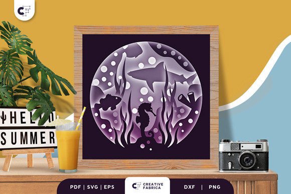 Sea Animal 3D Layered Paper Cut: A Summer SVG Asset for Modern Branding