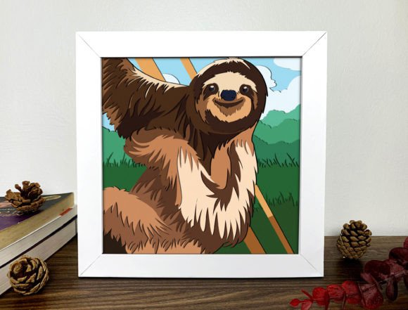 Sloth Shadow Box 3D SVG for Handmade and Print Projects