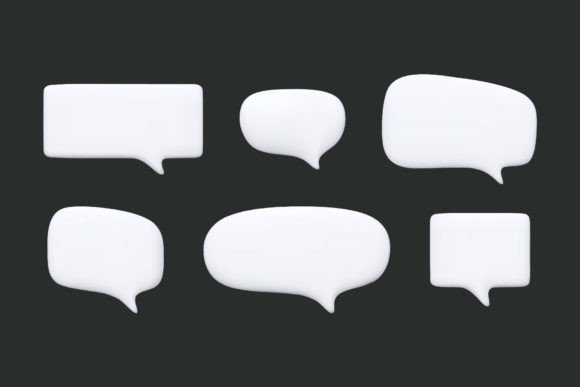 Speech Bubbles Vector 3D Graphics for Handmade and Print Projects