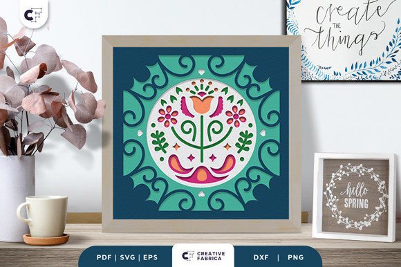 Spring Folk Flower 3D Paper Cut: 3D SVG for Seasons