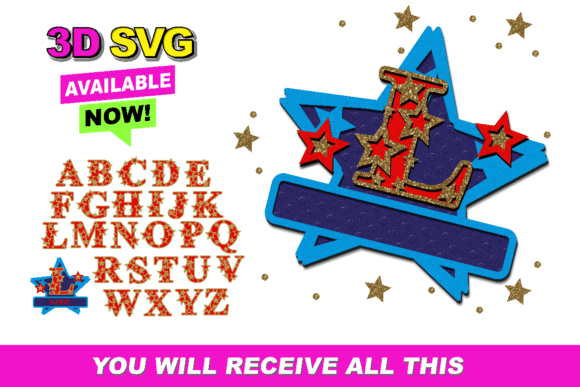 Stars Alphabet 3D SVG for Laser Cutting and Signs