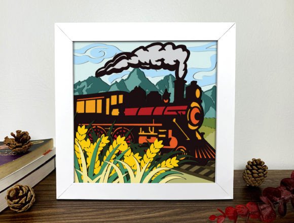 Train Shadow Box 3D SVG: A Must-Have for Handmade Designers