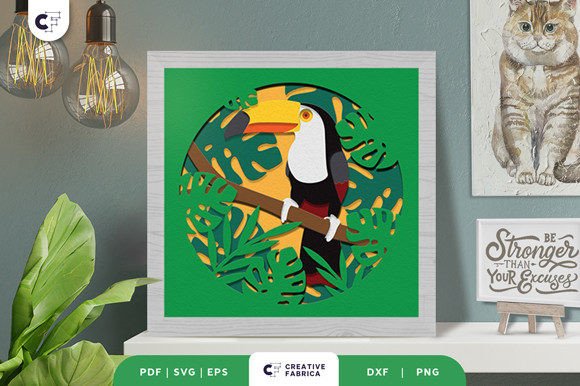 Tropical Toucan 3D Shadow Box Paper Cut: A Bold SVG Asset for Creative Projects