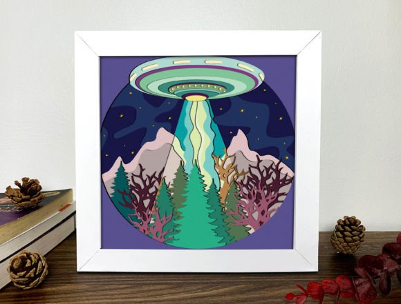 UFO Shadow Box 3D SVG: A Bold Graphic Design Asset for Branding