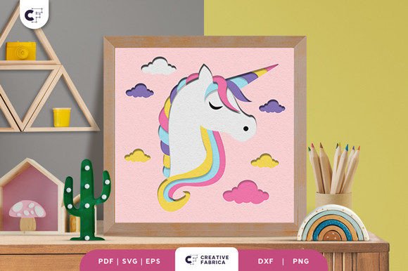 Unicorn Head 3D Layered Paper Cut: A 3D SVG for Fantasy And Fairy Tales Branding