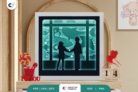 Valentines Couple 3D Layered Shadow Box: A Romantic Design for Holiday Campaigns