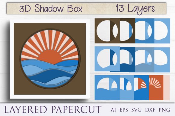 Waves Shadow Box, 3d Ocean Layered Design Review