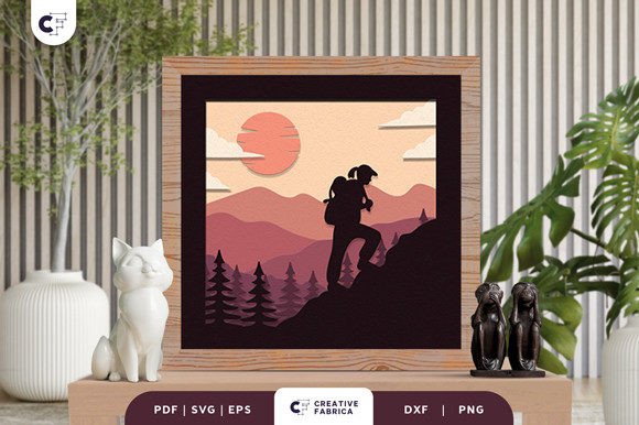 Woman Hiking 3D Shadow Box SVG: A Versatile Design for Crafters